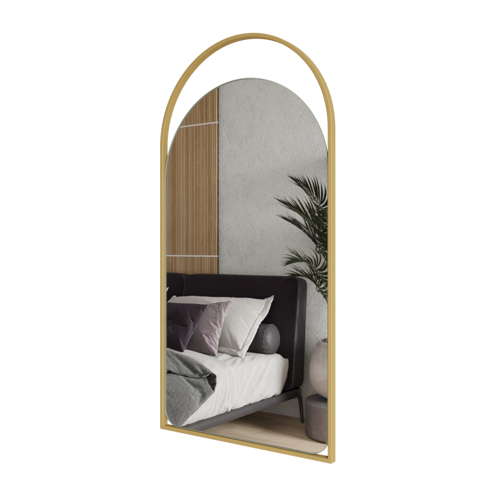 Арочное зеркало в золотой металлической раме «Медведица» 102 см