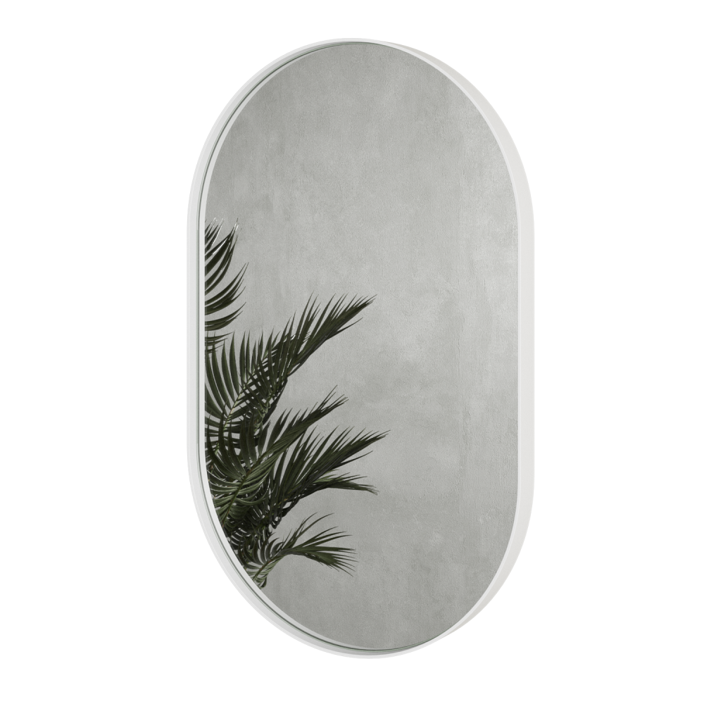 Овальное зеркало в белой металлической раме «Прометей» S 81 см
