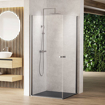 Душевая перегородка из стекла с распашными дверями Душевая перегородка из стекла с распашными дверями