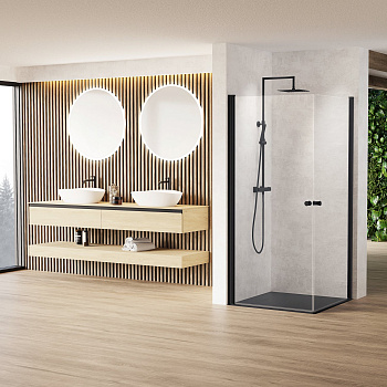 Душевая перегородка из стекла с распашными дверями Душевая перегородка из стекла с распашными дверями