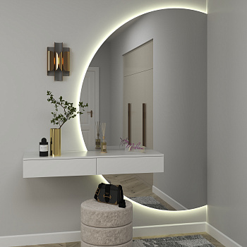 Зеркало с подсветкой с белой консолью «Radiant double side» Зеркало с подсветкой с белой консолью «Radiant double side»