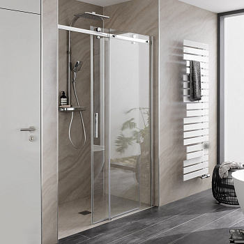 Перегородка в душевую нишу с откатной дверью Перегородка в душевую нишу с откатной дверью