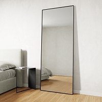 Прямоугольное зеркало в чёрной металлической раме «Мускат» XL (в тонкой раме) 200 см