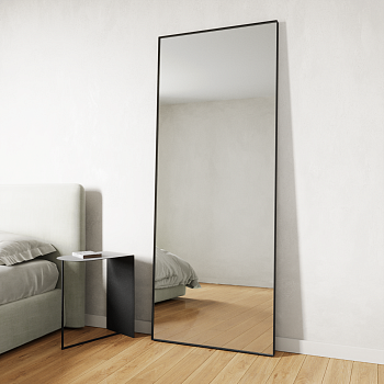 Прямоугольное зеркало в чёрной металлической раме «Мускат» XL (в тонкой раме) 200 см