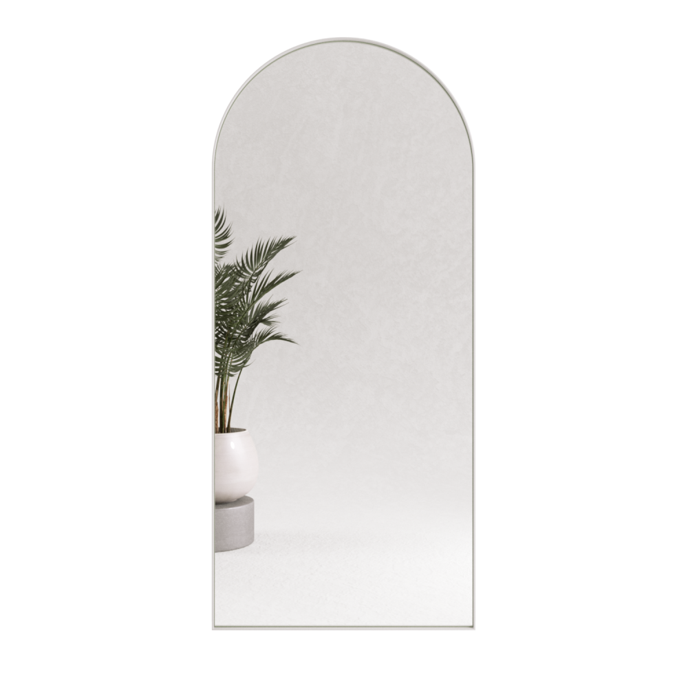 Арочное зеркало в белой металлической раме «Глинт» 180 см