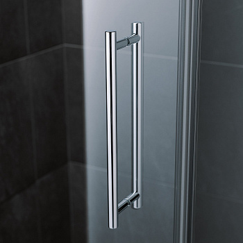 Стеклянная перегородка в душевую нишу с распашной дверью и добором Стеклянная перегородка в душевую нишу с распашной дверью и добором