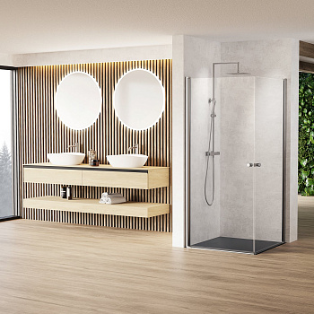 Душевая перегородка из стекла с распашными дверями Душевая перегородка из стекла с распашными дверями