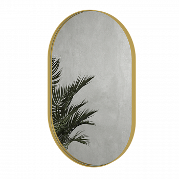 Овальное зеркало в золотой металлической раме «Прометей» S 81 см