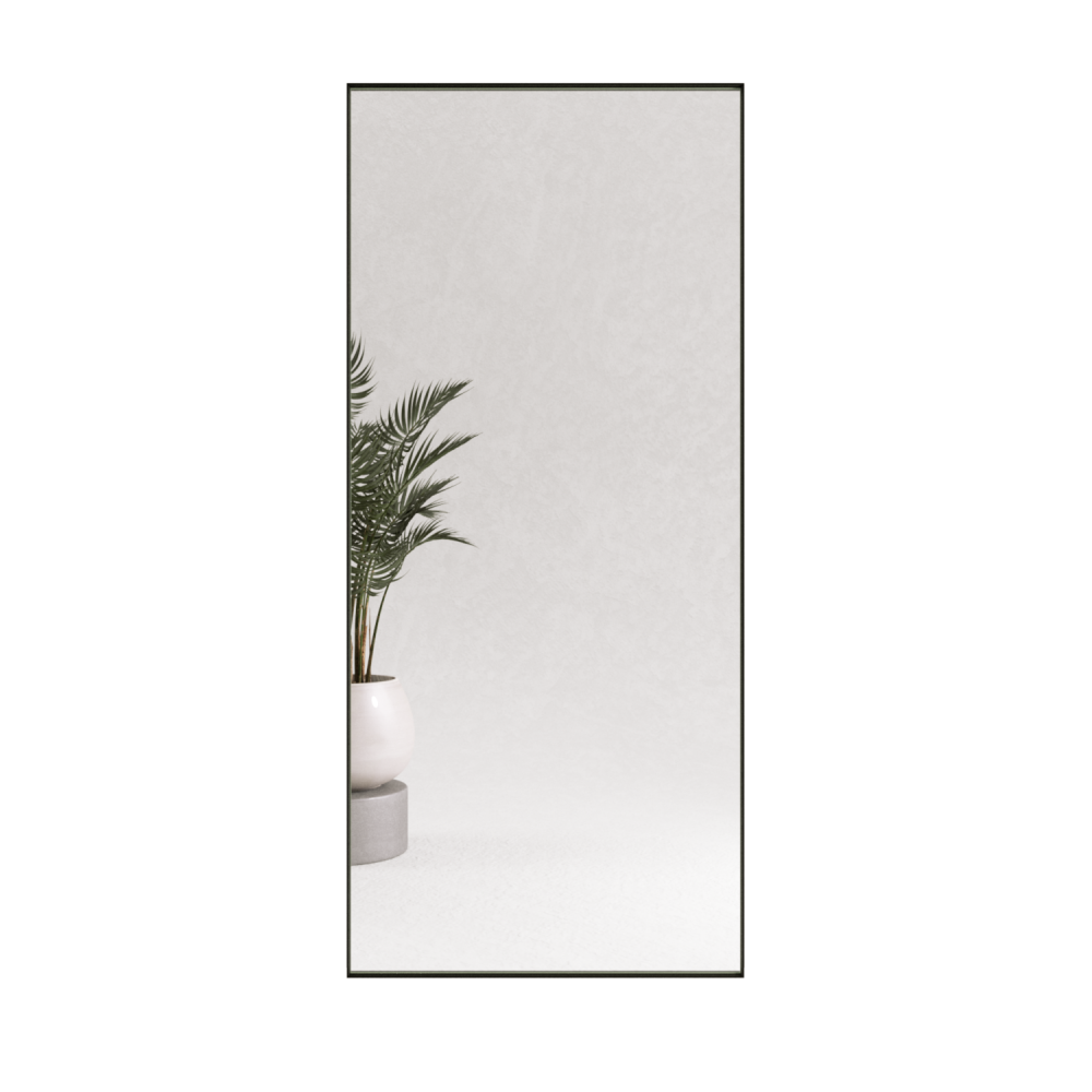 Прямоугольное зеркало в чёрной металлической раме «Мускат» XL (в тонкой раме) 200 см