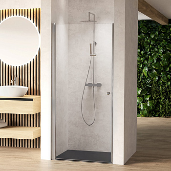 Стеклянная перегородка в душевую нишу с распашной дверью Стеклянная перегородка в душевую нишу с распашной дверью