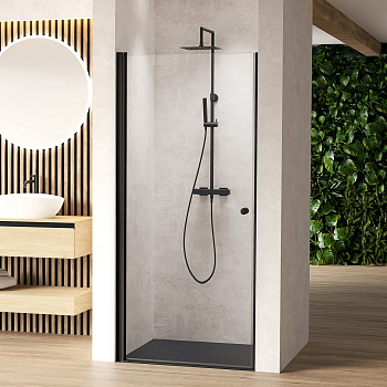 Стеклянная перегородка в душевую нишу с распашной дверью Стеклянная перегородка в душевую нишу с распашной дверью