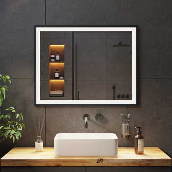 Зеркало с подсветкой в чёрной раме Black Aluminium Зеркало с подсветкой в чёрной раме Black Aluminium